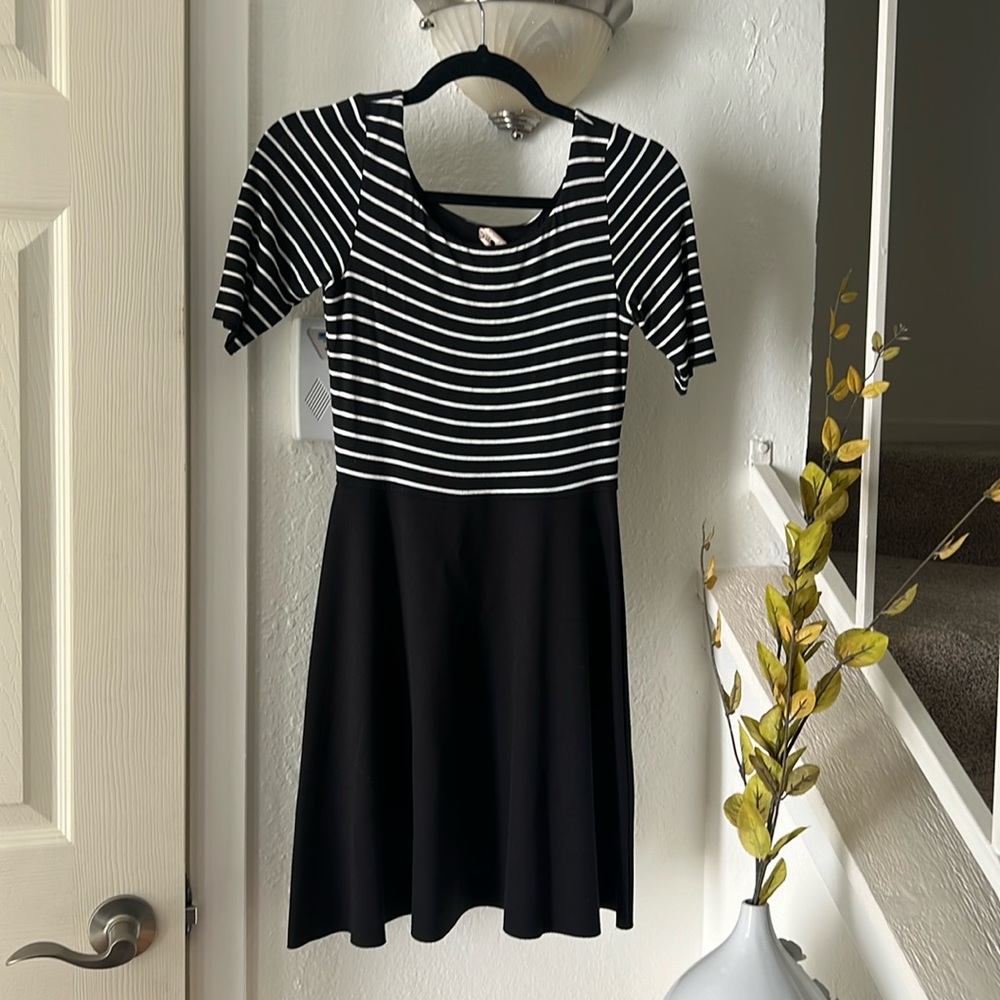 Black and white stripe dress